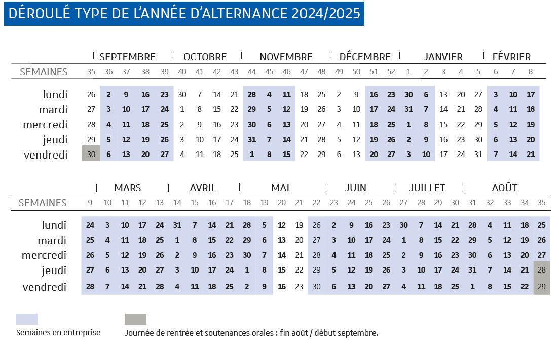 Calendrier contrat pro